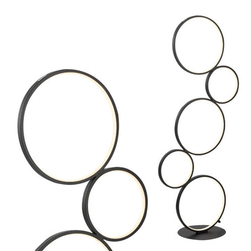 Pluto Stacked Circles 45" Contemporary Modern Iron/Aluminum Integrated LED Floor Lamp - JONATHAN Y